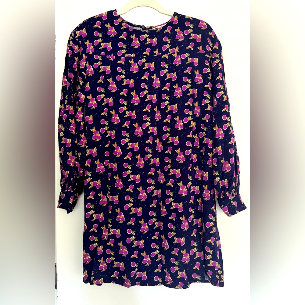 Purple Fruit Knee Length Midi Dress